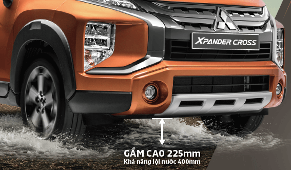 Khoảng sáng gầm xe 225mm giúp cho Xpander Cross vận hành linh hoạt với nhiều địa hình